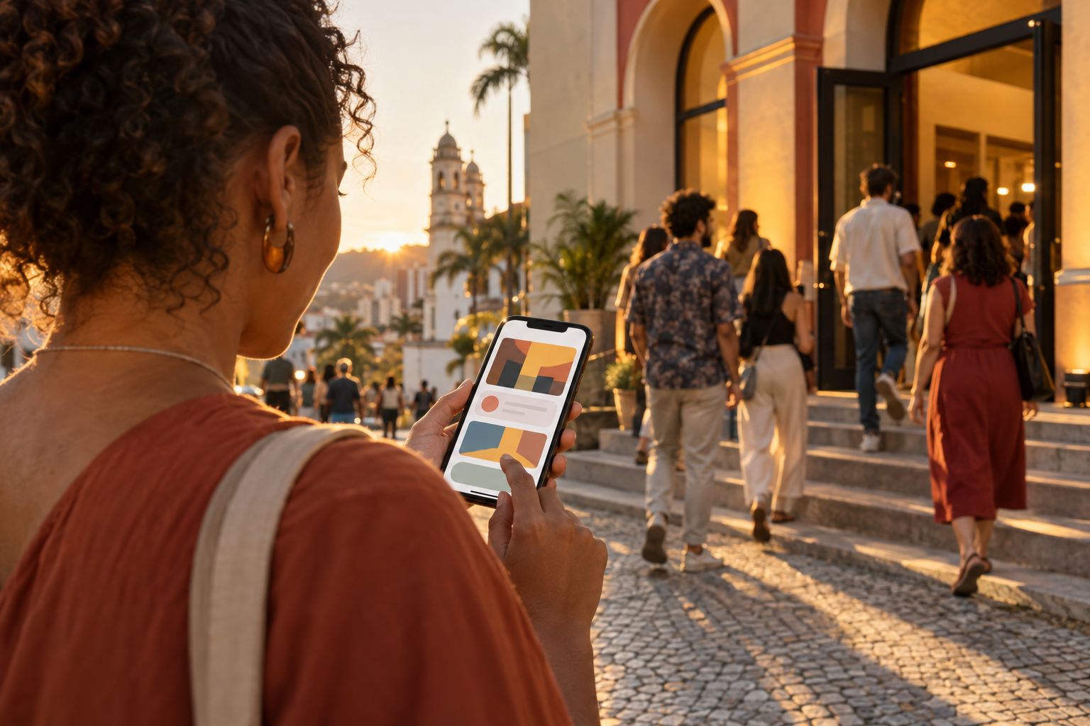 Participante descobre um evento no catálogo público pelo celular.